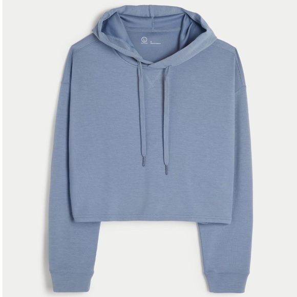 Gilly Hicks Active Crop Cooldown Hoodie Blue Size Small Cropped Super Soft - Picture 1 of 9